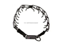 ULTRA-PLUS Dressurhalskette Mit Centerplatte Und ClicLock - Edelstahl Rostfrei Schwarz, 3,2 Mm, 52 Cm