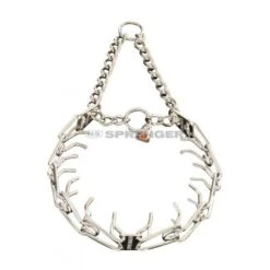 ULTRA-PLUS Dressurhalskette Mit Centerplatte Und Durchzugskette - Edelstahl Rostfrei, 4 Mm, 63 Cm