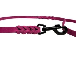 Deutsche Fettlederleine 16 Mm Pink Mit Schwarzem Edelstahlkarabiner