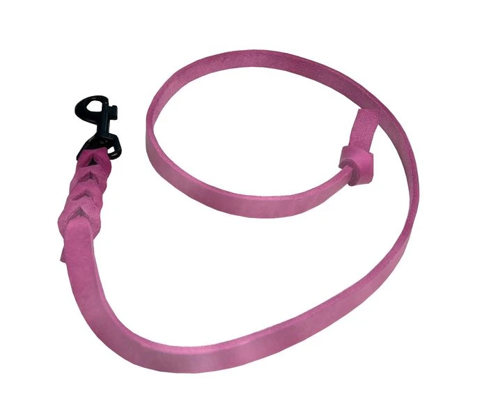 Deutsche Fettlederleine 16 Mm Pink Mit Schwarzem Edelstahlkarabiner 2 Deutsche Fettlederleine 16 Mm Pink Mit Schwarzem Edelstahlkarabiner – Bild 2