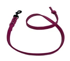 Deutsche Fettlederleine 12 Mm Pink Mit Schwarzem Edelstahlkarabiner