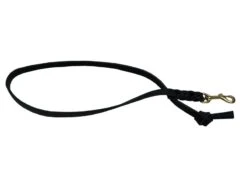 Deutsche Fettlederleine 16 Mm Schwarz Mit Messingkarabiner