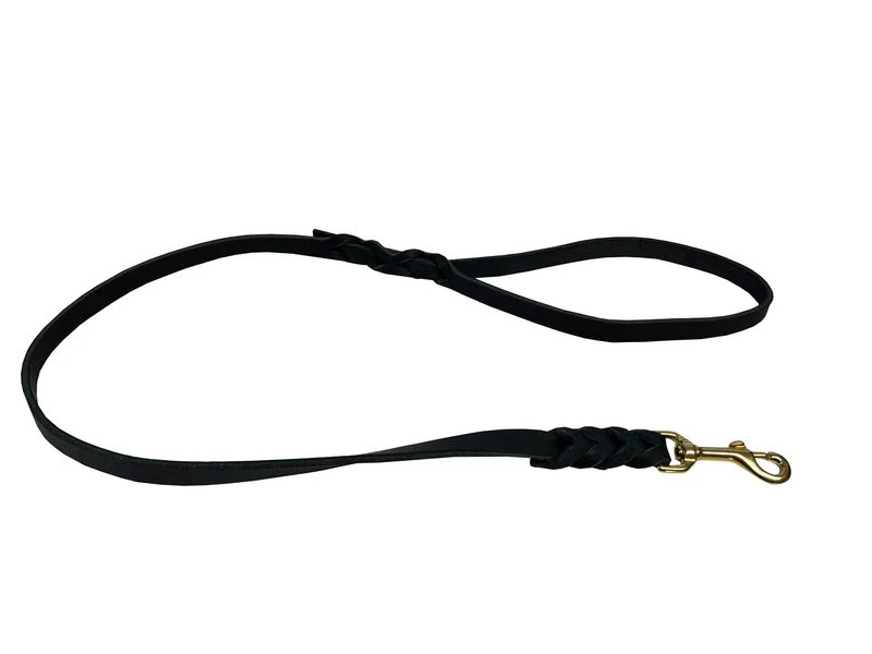 Deutsche Fettlederleine 16 Mm Schwarz Mit Messingkarabiner 4 Deutsche Fettlederleine 16 Mm Schwarz Mit Messingkarabiner – Bild 4