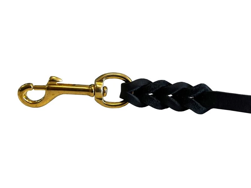 Deutsche Fettlederleine 12 Mm Schwarz Mit Messingkarabiner 4 Deutsche Fettlederleine 12 Mm Schwarz Mit Messingkarabiner – Bild 4