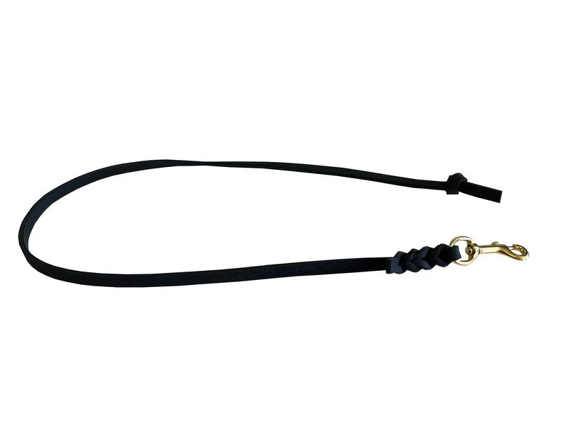 Deutsche Fettlederleine 12 Mm Schwarz Mit Messingkarabiner 2 Deutsche Fettlederleine 12 Mm Schwarz Mit Messingkarabiner – Bild 2