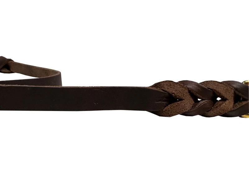 Deutsche Fettlederleine 16 Mm Braun Mit Messingkarabiner 3 Deutsche Fettlederleine 16 Mm Braun Mit Messingkarabiner – Bild 3