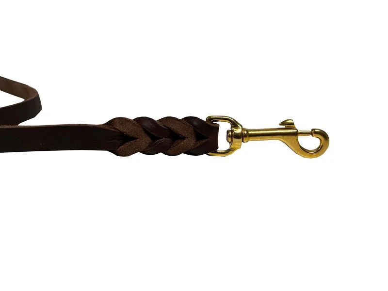 Deutsche Fettlederleine 16 Mm Braun Mit Messingkarabiner 4 Deutsche Fettlederleine 16 Mm Braun Mit Messingkarabiner – Bild 4