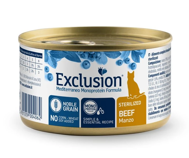 Exclusion Mediterraneo Noble Grain Sterilized Cat Rind Nassfutter 85 Gramm 1 Exclusion Mediterraneo Noble Grain Sterilized Cat Rind Nassfutter 85 Gramm