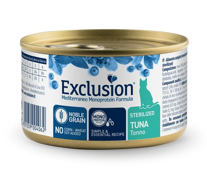 Exclusion Mediterraneo Noble Grain Sterilized Cat Thunfisch Nassfutter 85 Gramm 1 Exclusion Mediterraneo Noble Grain Sterilized Cat Thunfisch Nassfutter 85 Gramm